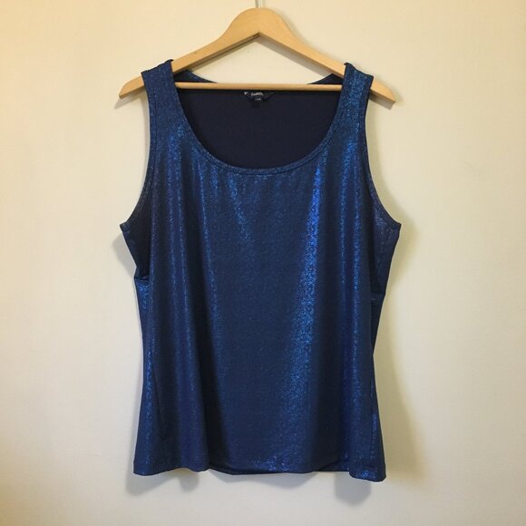 Shimmery Shiny Indigo Blue Mermaidcore Tank Top - Picture 1 of 14